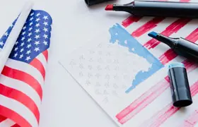 Drawing of the American flag made by a girl who received humanitarian asylum in Dallas